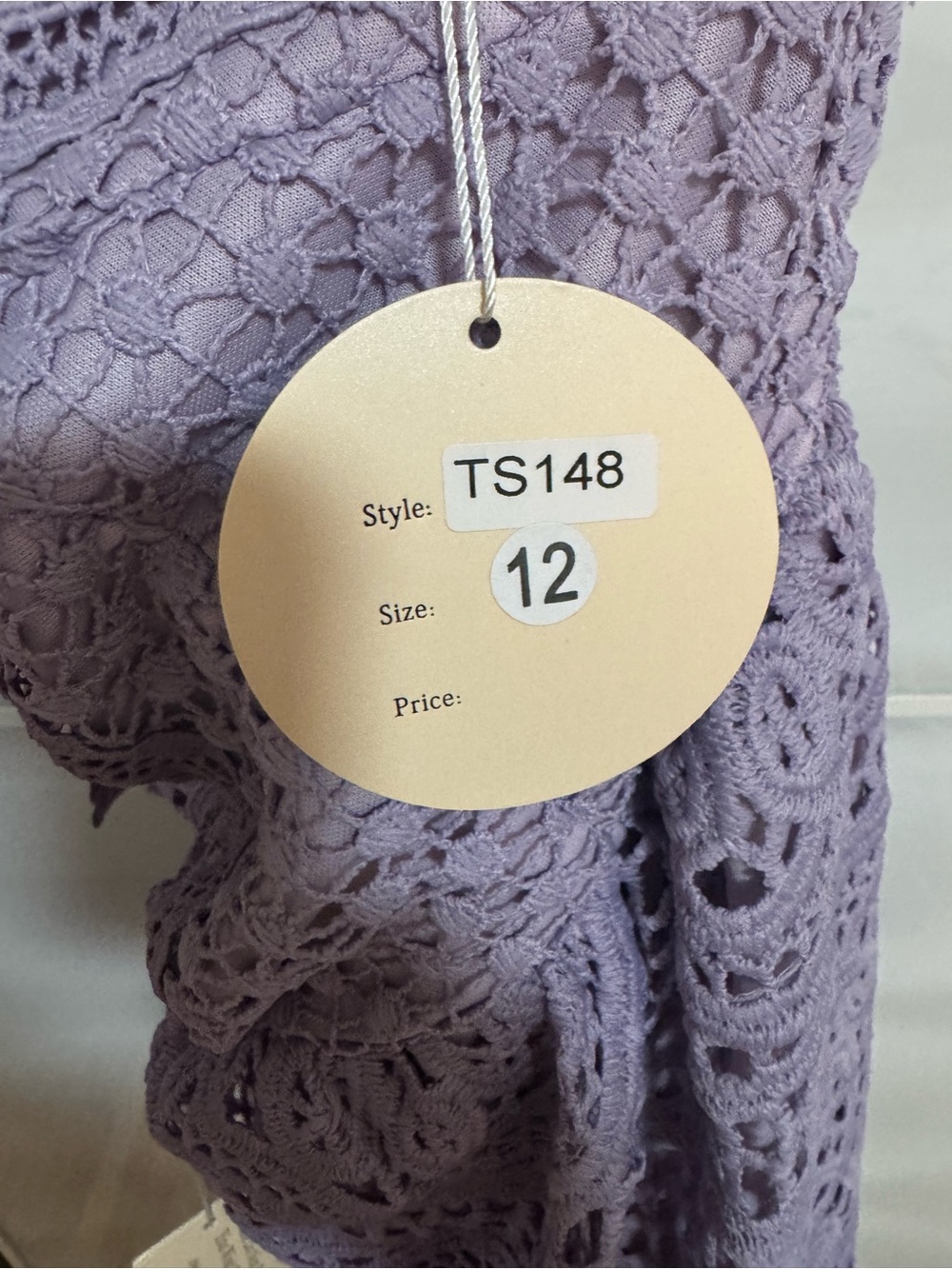 NWT Two Sisters purple lavender midi lace dress L Crochet boho lace up open back - Picture 10 of 10